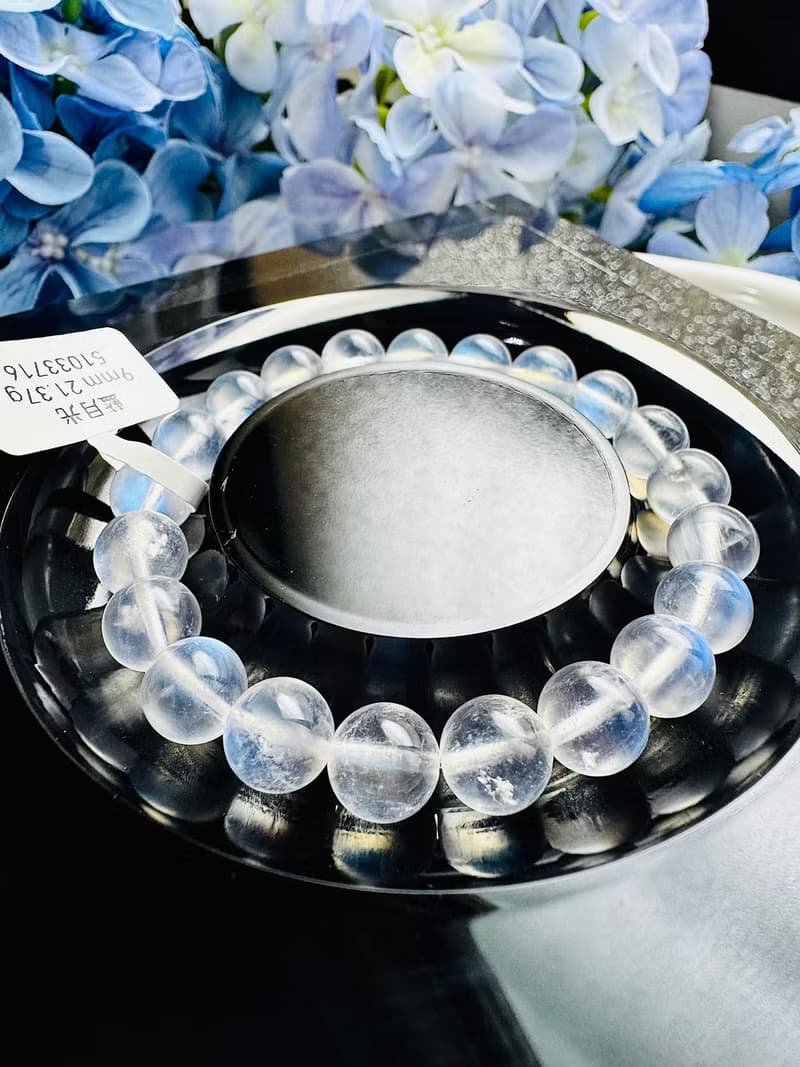 精品天然高彩藍月光水晶9mm21.37g人緣桃花提升魅力助眠緩解急躁