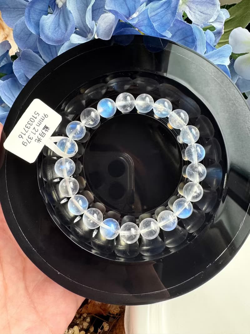 精品天然高彩藍月光水晶9mm21.37g人緣桃花提升魅力助眠緩解急躁