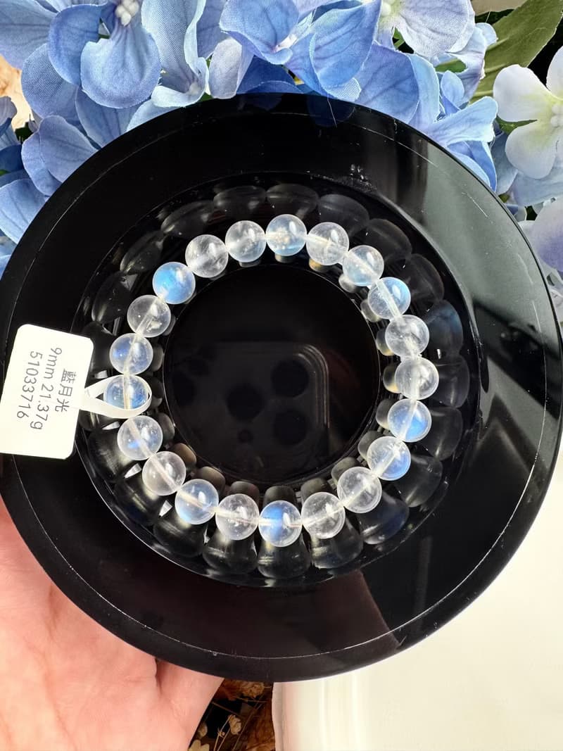 精品天然高彩藍月光水晶9mm21.37g人緣桃花提升魅力助眠緩解急躁