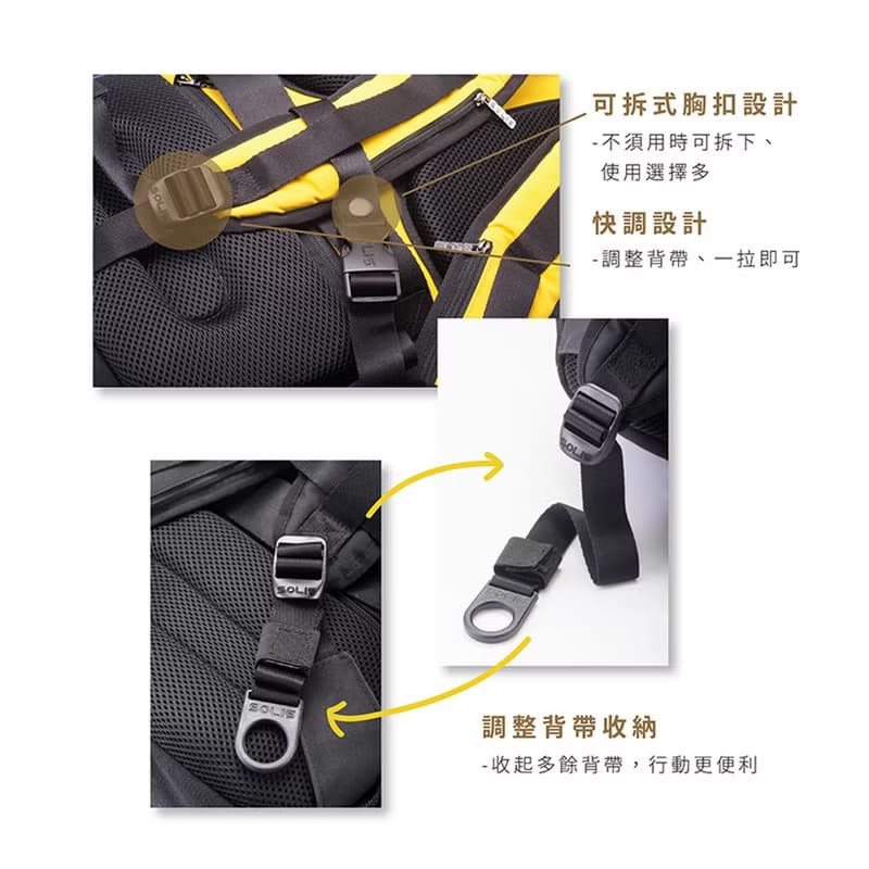 Solis熱帶天堂鳥13吋USB外接電腦後背包-熱帶桔-可套行李箱拉桿