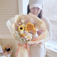 陽光色永生向日葵大花束 太陽花花束 向日葵花束 畢業花束