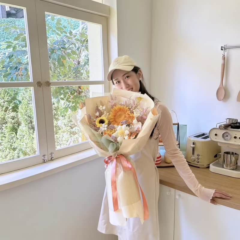 陽光色永生向日葵大花束 太陽花花束 向日葵花束 畢業花束
