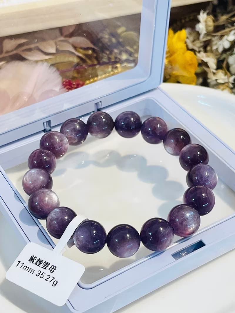 小精品紫羅蘭貓眼紫鋰雲母11mm35.27g手珠統合心智與心靈緩和焦慮