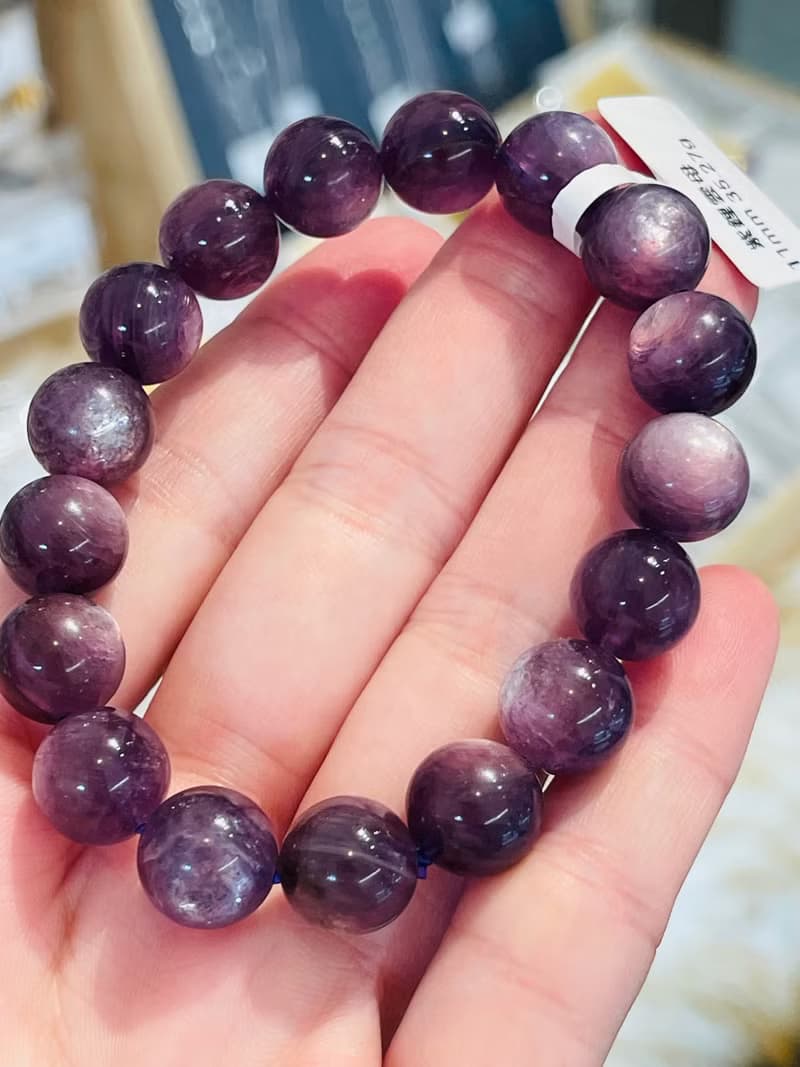 小精品紫羅蘭貓眼紫鋰雲母11mm35.27g手珠統合心智與心靈緩和焦慮