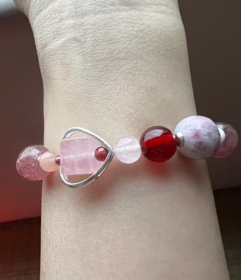 招桃花水晶飾品||愛戀||心輪手鏈 粉晶/草莓晶/紫牙烏/碧璽/925