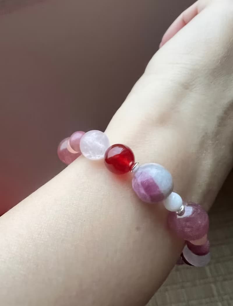 招桃花水晶飾品||愛戀||心輪手鏈 粉晶/草莓晶/紫牙烏/碧璽/925