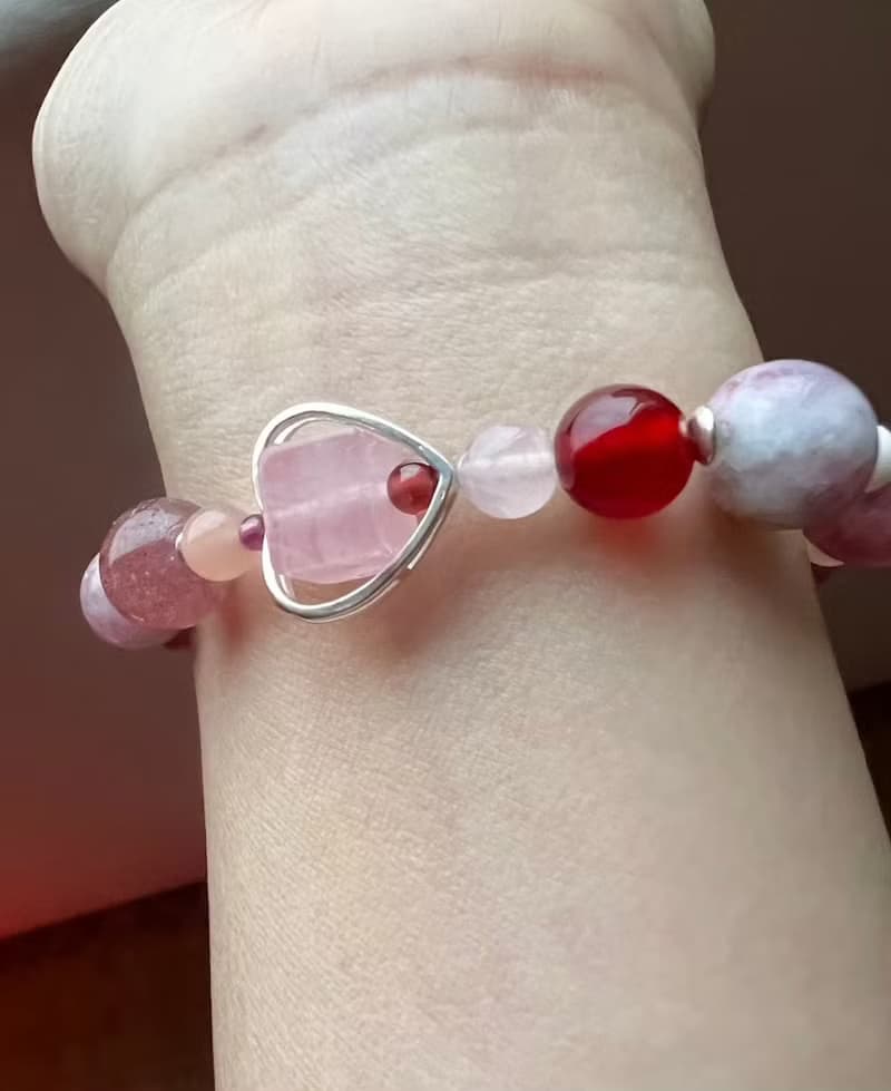 招桃花水晶飾品||愛戀||心輪手鏈 粉晶/草莓晶/紫牙烏/碧璽/925