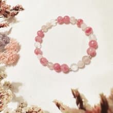 蔓延櫻花筵 薔薇輝櫻花雨 粉晶 草莓晶 摩根石 水晶手鍊 925純銀