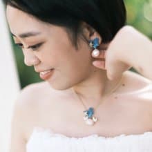 藍色珐瑯 波西塔諾 珊瑚耳環 可訂製耳夾