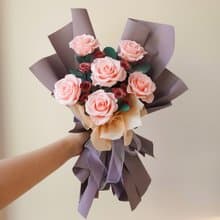 混搭永生玫瑰花束-新娘粉與豆沙粉