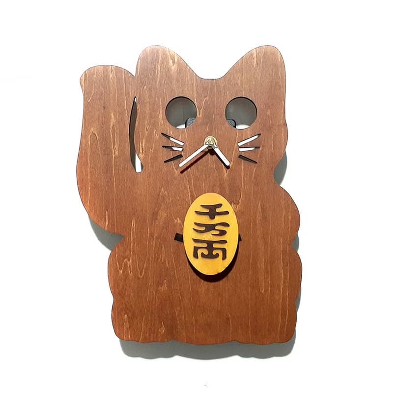 手工木作創意時鐘 我最搖擺 - 招財貓