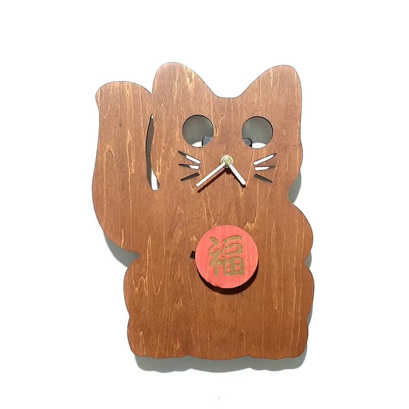 手工木作創意時鐘 我最搖擺 - 招財貓