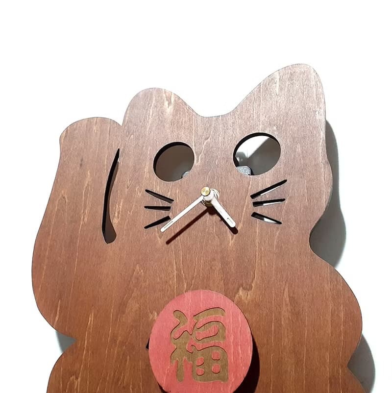 手工木作創意時鐘 我最搖擺 - 招財貓