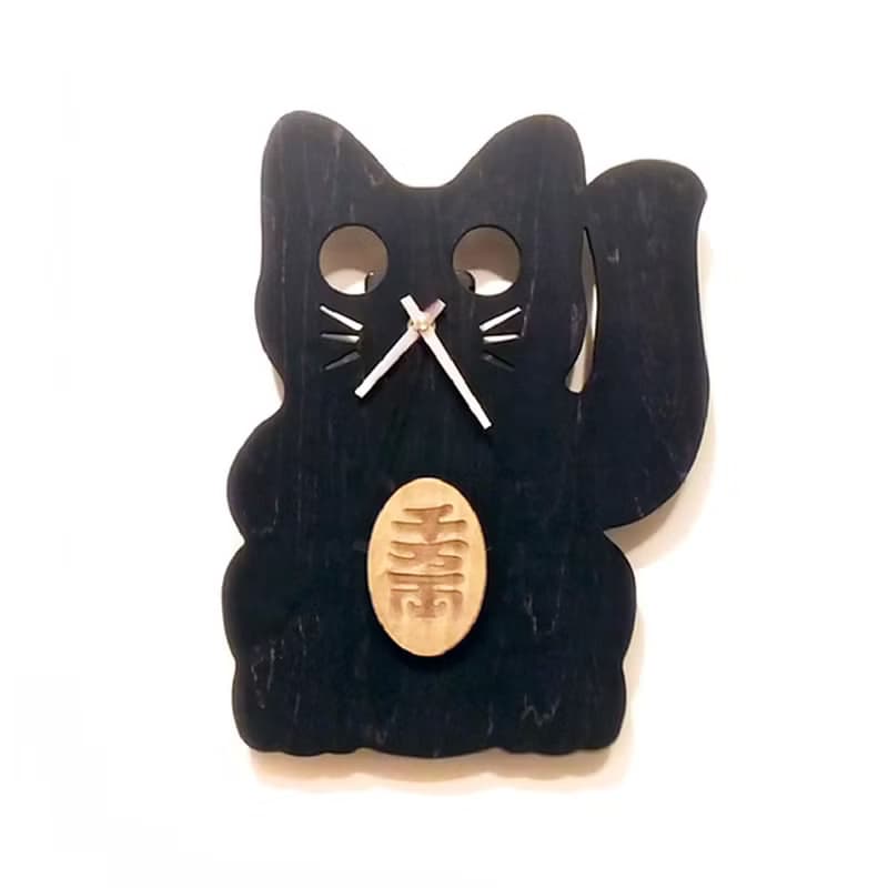 手工木作創意時鐘 我最搖擺 - 招財貓