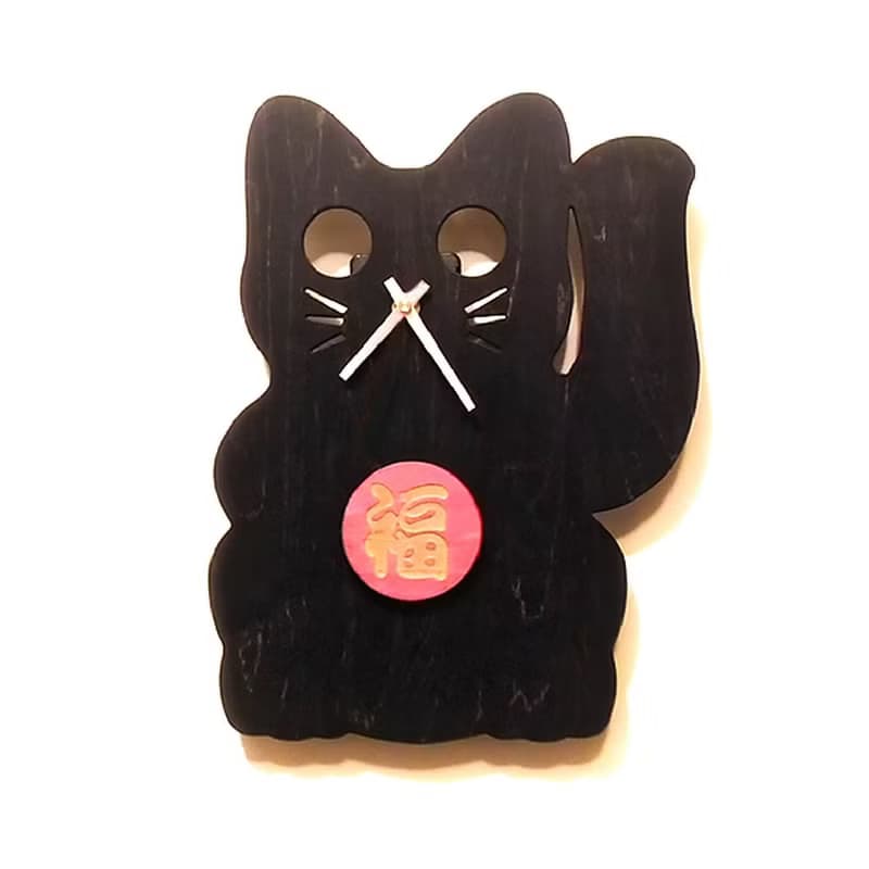 手工木作創意時鐘 我最搖擺 - 招財貓