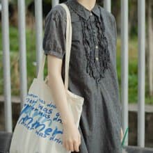 法式少女 經典小碎花棉質襯衫式洋裝