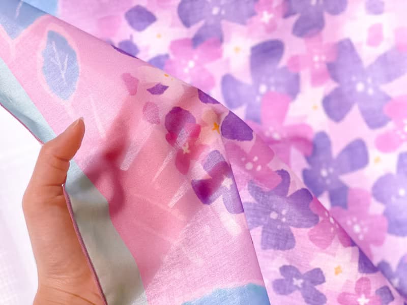 紫陽花の大判ハンカチ　紫