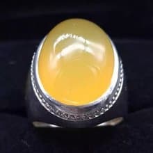 Untreated Yellow Aqeeq ring Yemeni Aqeeq mens Ring - Agate ring- Yamani Akik