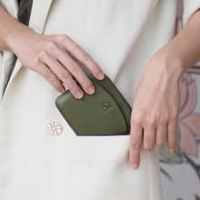 Gigi 真牛皮 拉鍊迷你錢包 : 綠色