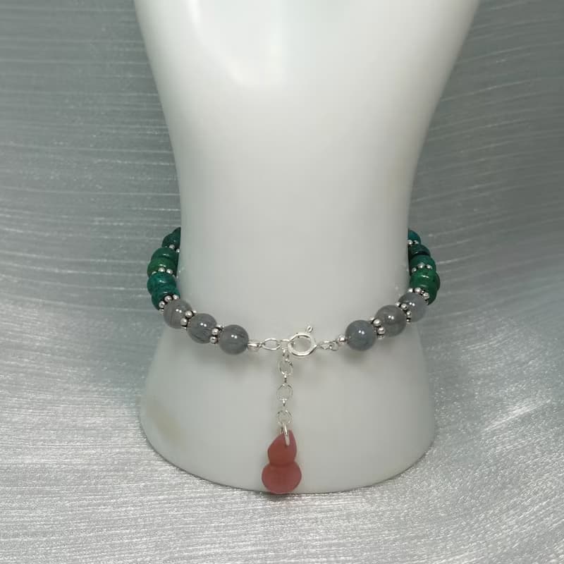 手鍊 鳳凰石 矽孔雀石 藍髮晶 鹽源瑪瑙 薔薇輝石 925銀飾 手珠