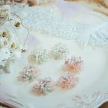 【情人節禮盒】甜美果實  花球貼耳水晶花樹脂花耳環