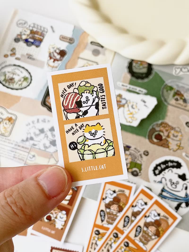 喵咪聖代拍立得方形貼紙包33張入