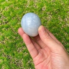 天然天青石橢形藍水晶擺件-辦公室 居家 療癒擺件
