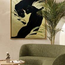 Large Texture Gold Painting Panther on Canvas Wall Ar Picture for Living Room