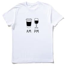 COFFEE AM WINE PM 男女短袖T恤 白色 咖啡 酒 禮物 設計