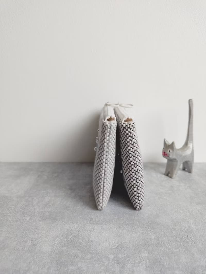 現貨!【FWL/雙層小錢包】果實與葉 日本刺繡布 刺子布 擬真珍珠