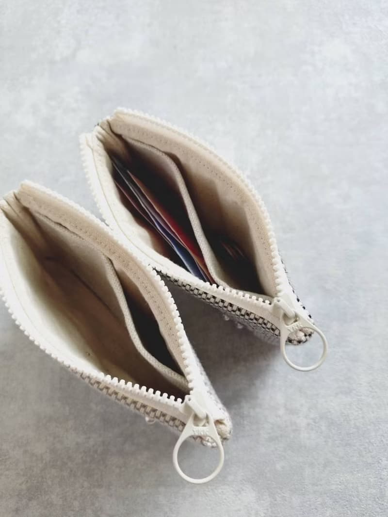 現貨!【FWL/雙層小錢包】果實與葉 日本刺繡布 刺子布 擬真珍珠
