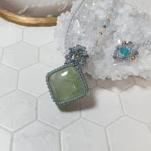 P04葡萄石。南美蠟線編織項鍊