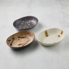 日本美濃燒 - 禪風釉燒橢圓深盤 - 禮盒組(3件式) - 20.5cm