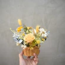 小清新籐籃花禮  永生花開幕花禮 永恆夏日