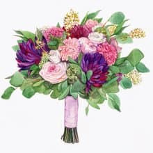 Custom Wedding Bouquet Painting Watercolor Bridal flowers portrait Anniversary