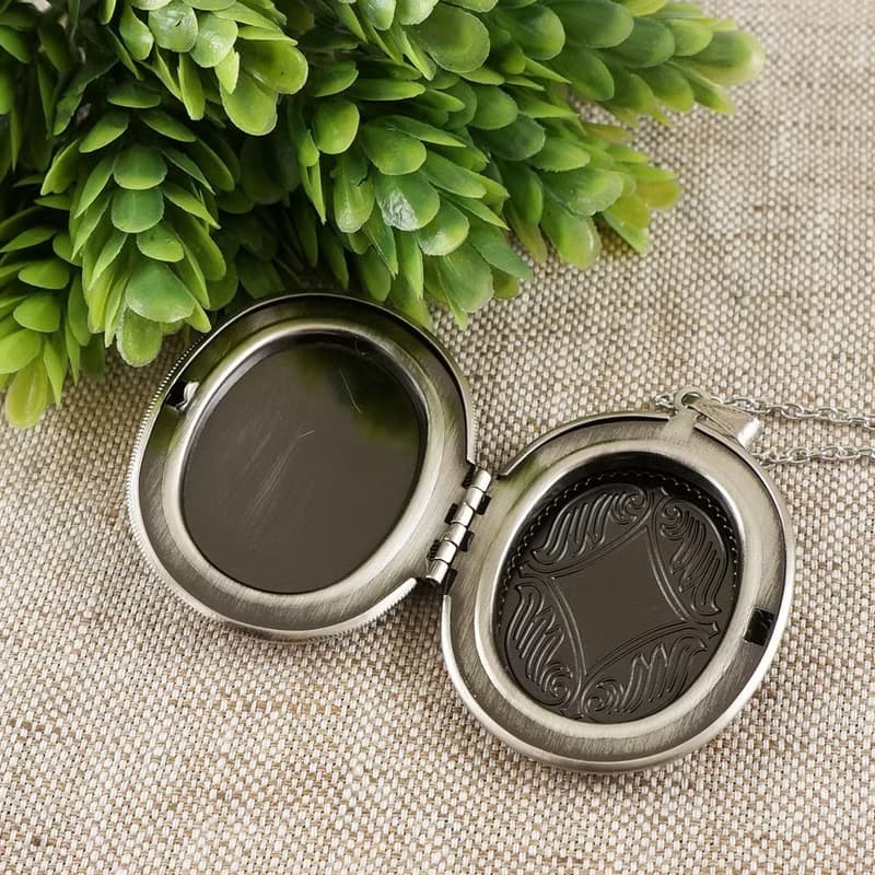 Gray White Cat Photo Locket Yellow Gray Fluffy Kitten Pendant Necklace Jewelry