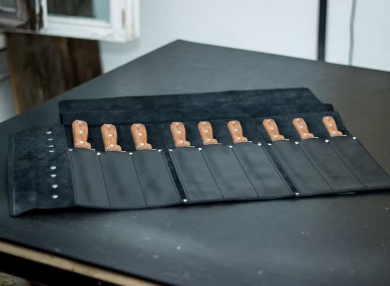 leather knife roll, Chef knife roll bag, Chef knife roll, knife roll case