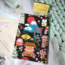 和風系列-厚棉日本風格富士山招財貓布書套-布書衣可適用A5-25K