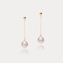 Déesse | 8-8.5mm 垂墜金針 日本Akoya海水珍珠18K耳環/耳針
