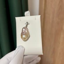 YuanPearl天然極光紫粉金屬漸變色巴洛克珍珠吊墜純銀吊墜孤品