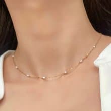 可愛い 小粒 パール 華奢 ネックレス 金属アレルギー対応/淡水パール/サージカルステンレス　珍珠　14k 项链　防過敏　珍珠项链　珍珠項鍊