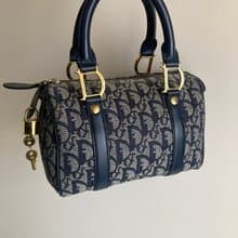 稀有中古包 Dior 海軍藍老花波士頓迷你包 手提包 二手包 古董包