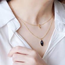 事業 x 藍金沙 鋯石 手作飾品 18K金【莉莉安】雙層項鍊