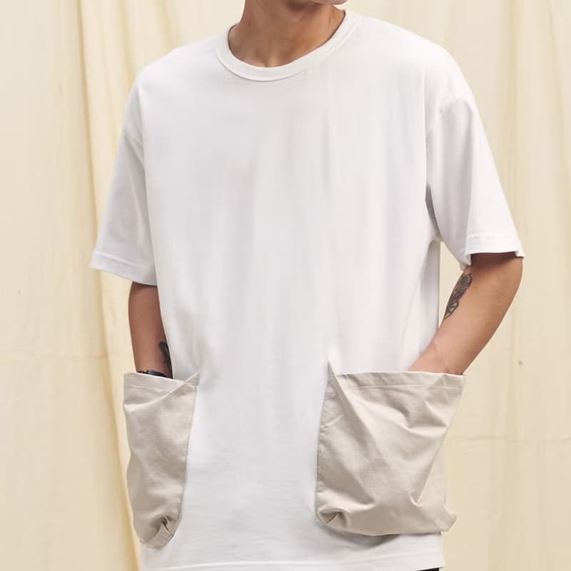 夏日寬鬆拼貼口袋T恤 /中性/簡約款式/純棉材質/素T/情侶/禮物