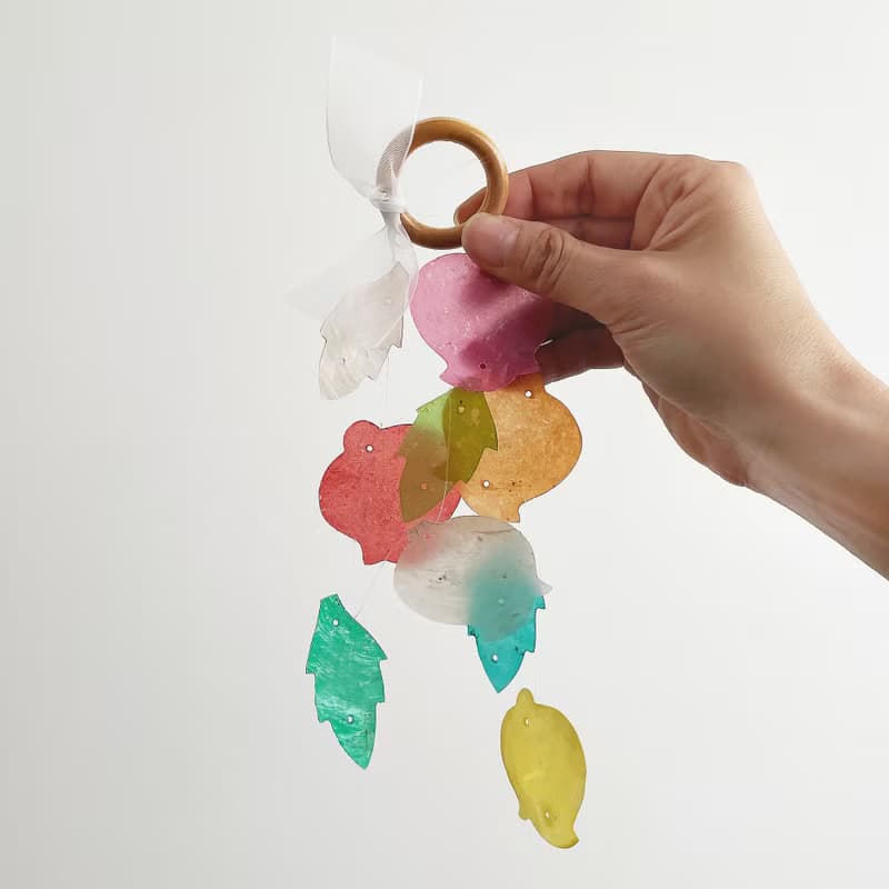 PRE-MADE | Stationery Tulip _Tropical Kitsch | Shell Wind Chime Mobile | #1-291