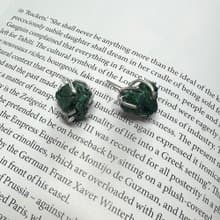 Green Malachite Silver chunky Earrings Unique Studs