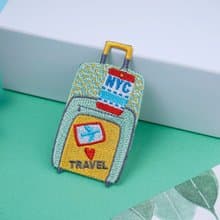 【旅行刺繡】綠行李箱 (繡布貼 / 卡套)