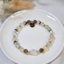 【心裡有光】月光石 綠碧髮 桂花托帕 葡萄石 綠幽靈水晶手鍊