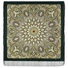 Pavlovo Posad Russian Shawl 100% Wool Scarf 125x125 cm Wrap Silk Fringe 1826-9