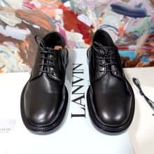 法國名牌LANVIN 黑色小羊皮真皮鞋上班西裝鞋 43號碼 超軟熟鞋踝